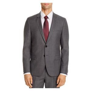 HUGO BOSS Mens Arti Sharkskin Gray Extra Slim Fit Suit Separate Blazer 48R